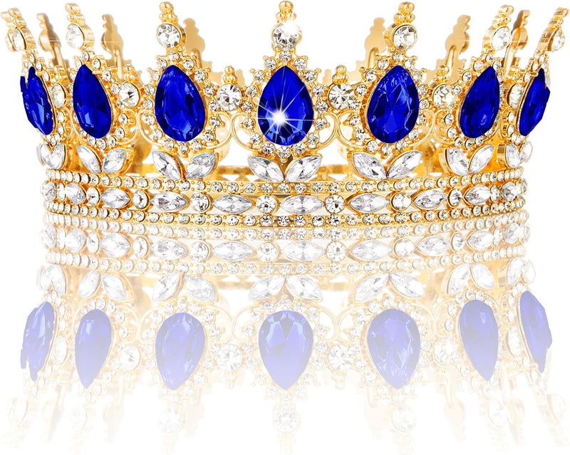 Nackiy Gold Crown for Women, Crystal Queen Tiaras Headband Wedding Bridal Hair Accessories, Birthday Party Prom Cake Topper - Image 1